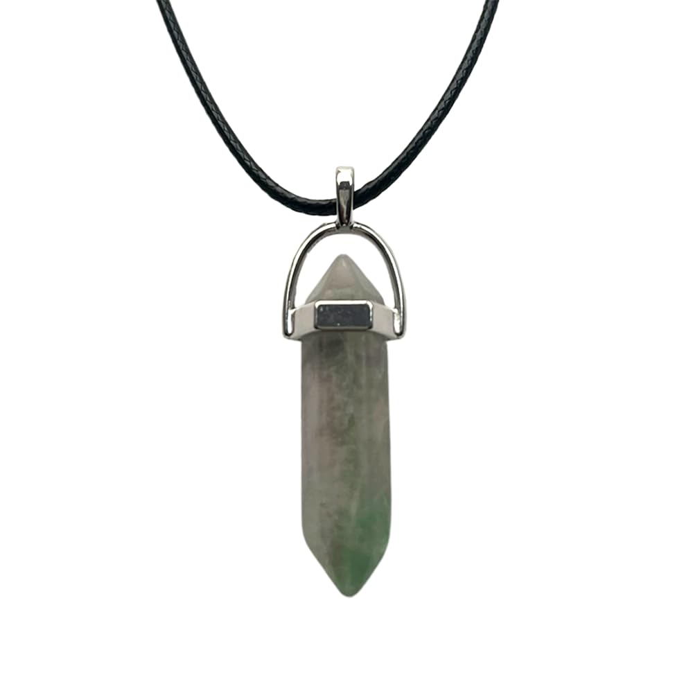 VIE Double Point Pencil Pendant, Black String (Rainbow Fluorite) — image 1