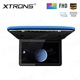 XTRONS 1920x1080 13.3 inch Resolution FHD Screen Car Roof Monitor Flip Down Overhead Multimedia Car Ceiling Over Head Video Display with USB SD HDMI Port Transmitter