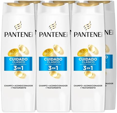 Pantene nutri pro-v classic care 3em1 shampoo + condicionador + tratamento com fórmula pro-v + antioxidantes, para cabelos normais e mistos, 300 ml (pack de 6)