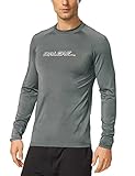 Baleaf Men's Long Sleeve Surf Shirt Rashguard Swim Tee UPF 50+ New Grey Size XL