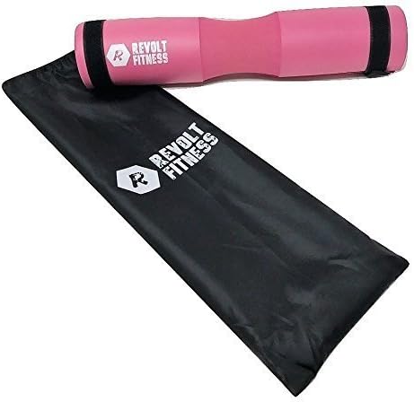 Retail Revolt Barbell Weightlifting Protective Fitness Pad (Pink) for Squats, Lunges, Hip Thrust exercises with carry bag for transport