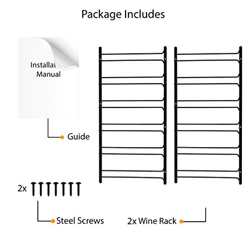 brigtmaison Wine Glass Holder Rack - Use Under Cabinet, Shelf - Hanging Storage Organizer for Stemware in Home Bar, Kitchen, Dining Room - Set of 2 Holds up to 48 Glasses - Black Metal - Thumbnail 4
