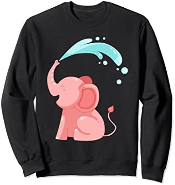 Unisex Cute Pink Baby Elephant Sweatshirt Large Black
