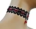 Red Stone & Black Victorian Lace Choker with Velvet Ribbon