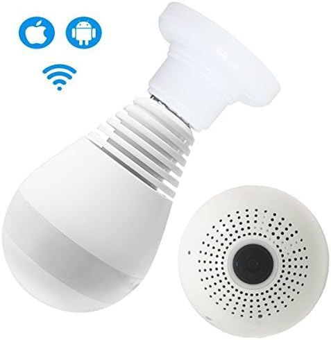 Hai esee 1080P Wireless WiFi E27 Bulb Camera Home Indoor Security Ip Camera 360 Degrees H.265 NVR Fisheye Lens Panoramic Buld Camera for Home,Office,Bar,Corridor