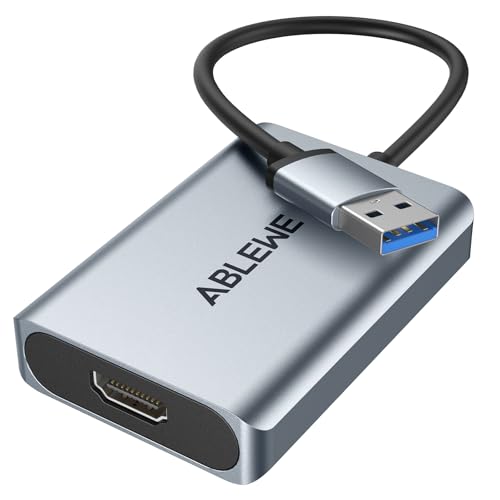 ABLEWE USB to HDMI Adapter, Upgraded Aluminium HDMI to USB 3.0 Audio Video Graphics Converter Cable for PC Laptop Monitor Projector TV, 2.0 to Adapter Mac OS, Windows 10/8.1/8/7