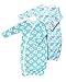 2 pk 100% Organic Cotton Kimono Gown, Boys or Girls, Easy Change with Built in Mitts Mint/Gray (3-6Months)