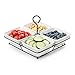4 Piece Condiment Server Set, Tabletop Serving Trays for Parties, Serving Bowls for Parties with Rack Holder, Ceramic Dip Bowls for Snacks, Relish Tray for Entertaining