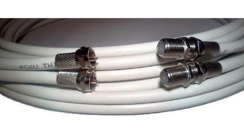 RosenetSys White Satellite Extension Cable, Twin Coaxial, UK Digital 4K Ultra HD - suitable for Sky Q, Sky HD and Sky+ and Freesat (15m)