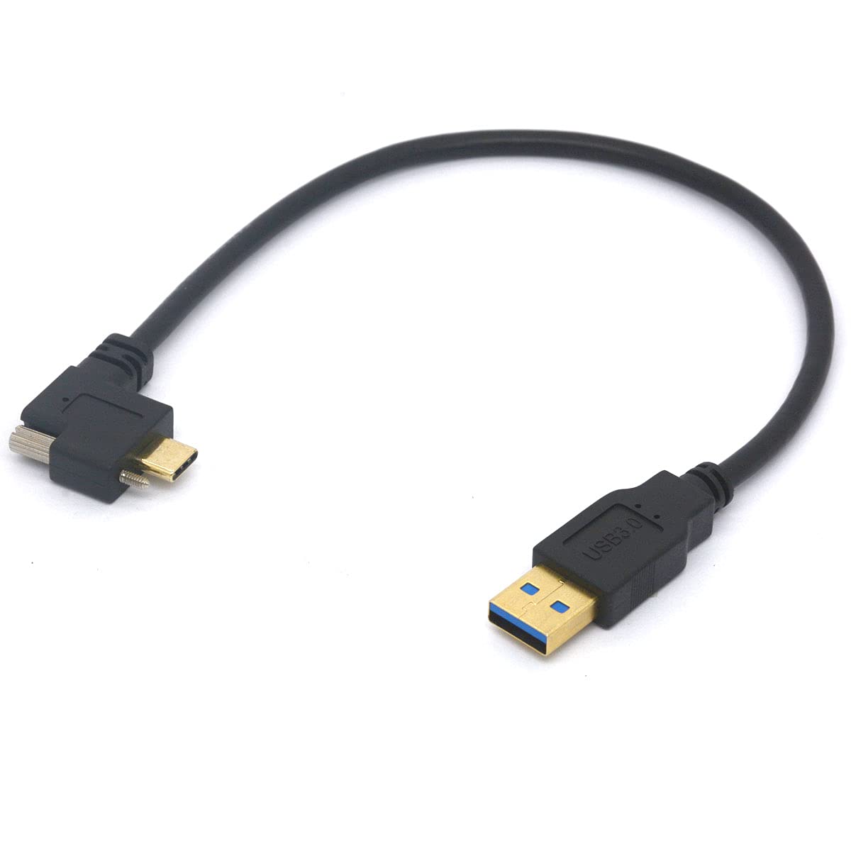 Tomost Angled Type C Screw Locking Cable, USB 3.1 Type-C Male Data with Screw to USB A Male Data Sygn Charging Cord Industrial Camera Wire