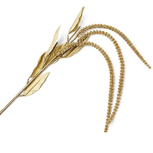 Factory Direct Craft Sparkling Gold Artificial Weeping Willow Stems for Indoor Decor - 2 Stems