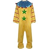 Feeriay Adult Killer Clowns Costume Shorty Cosplay Jumpsuit Adult Outfits for Halloween Role Play Party