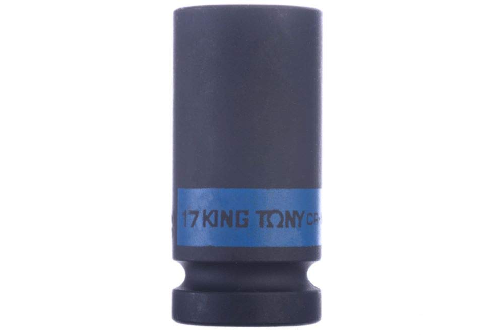 KING TONY 483517M Socket De Impacto Long Pared Fina 1/2" 17mm for DIYers & Professionals, Made for Repair and Installation tasks, 17mm, red