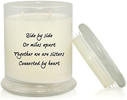 Side By Side or Miles Apart, Together We Are Sisters Connected By Heart 8.5 oz. Soy Candle - Christmas Birthday Gift Ideas for Sister - Sister Saying Goodbye - Rain Water Scent
