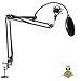 Tree New Bee 2016 Pro Complete Set Microphone Suspension Boom Scissor Arm Stand with Mic Round Wind Pop Filter Mask Shield and Black Shock Mount (TNB-ARM02)