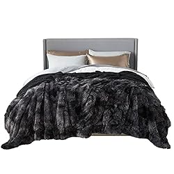 Bedsure Faux Fur King Size Blanket Tie Dye Black