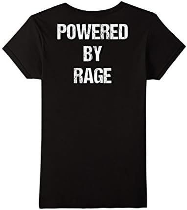 Womens POWERED BY RAGE powerlifting motivation Tshirt Medium Black