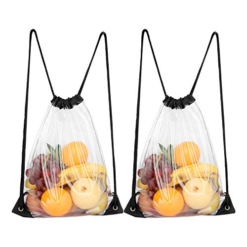 Vorspack TPU Clear Drawstring Bag Backpack Waterproof Stadium Approved Clear Bag - 2-Pack