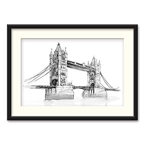Black Framed Canvas Wall Art Architectural Drawing Home Artwork Decoration for Living Room, Bedroom - 23x31 inches