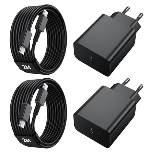 45W Fast Charging Charger, 2 Pack USB C Fast Charger with 2M Cable for Samsung Galaxy S26/S25/S24/S23/S22/S21/S20/Ultra/Note20/A73/A55/A54, Type C Plug Charging Head Plug Adapter Corrient