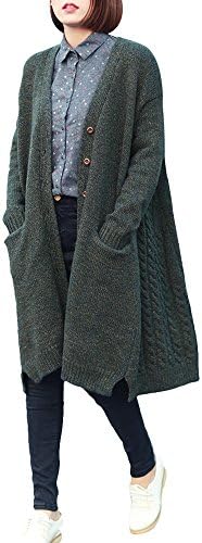 Duberess Women's Knitwear Oversized Sweater Loose Casual Cardigan (S-L) (one size, green)