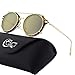 CGID Steampunk Sunglasses with Clip-on Polarized Metal Retro Circle Double Lens UV400 Vintage Round Mirror Lens Men and women