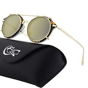 CGID E76 Clip on Sunglasses Polarized Steampunk Retro