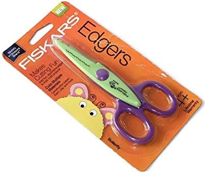 FISKARS Edgers Scissors, Butterfly theme (frog theme, purple handle)
