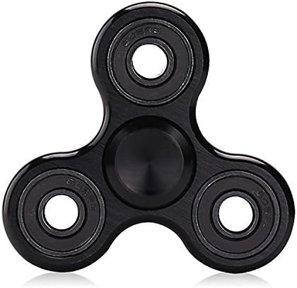 Tri-spinner Upgraded Fidget Hand Spinner Toy with Premium Quality Ultra Durable High Speed Bearings by Alloy Metal Non-3D Printed 4-6 Min Spins Good for Killing Time by Mideand (Black)