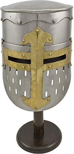 THOR INSTRUMENTSTemplar Crusader Knight Armor Helmet Steel Knights Templar Crusader Helmet Medieval Armor, Silver