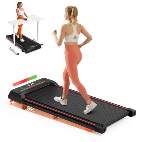 Tapis de Marche Walking Pad Inclinable 5% sous Bureau | Tapis de course pour maison/bureau. Moteur silencieux 2,5 CV, RGB, Bluetooth Audio, App, télécommande. Charge max 127 kg