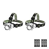 LED Headlamp Flashlight, Headlight with Red Light, IPX4 Waterproof, Adjustable for adults, Perfect for Running, Hiking, Reading, Camping and Fishing, Pack of 2, 3 AAA Batteries Included by LE