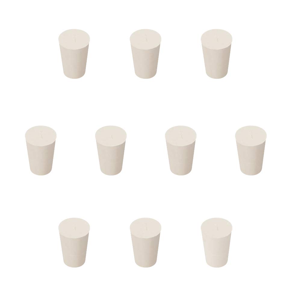 StonyLab Solid Rubber Stoppers, 10-Pack 1# - 14mm x 19mm x 27mm- White Tapered Lab Seal Rubber Stoppers