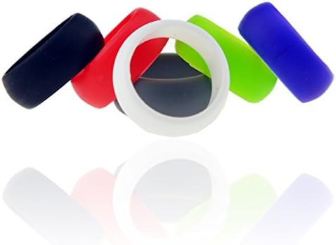 Silicone Wedding Ring by Ninjetics(6-Pack), Safe Durable Comfortable Fit, Anti-scratch Flexible Rubber, Unique Gift for Anniversary or Birthday, Come in 6 Different Color. (Size 10)