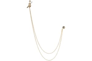 PTDIONE Elegant Violin Suit Pin with Double Hanging Chains Brooch Collar Lapel Pin for Men Shirt Suit Tuxedo Tie Suit Stud Tassel Suit Accessories Jewelry Gifts