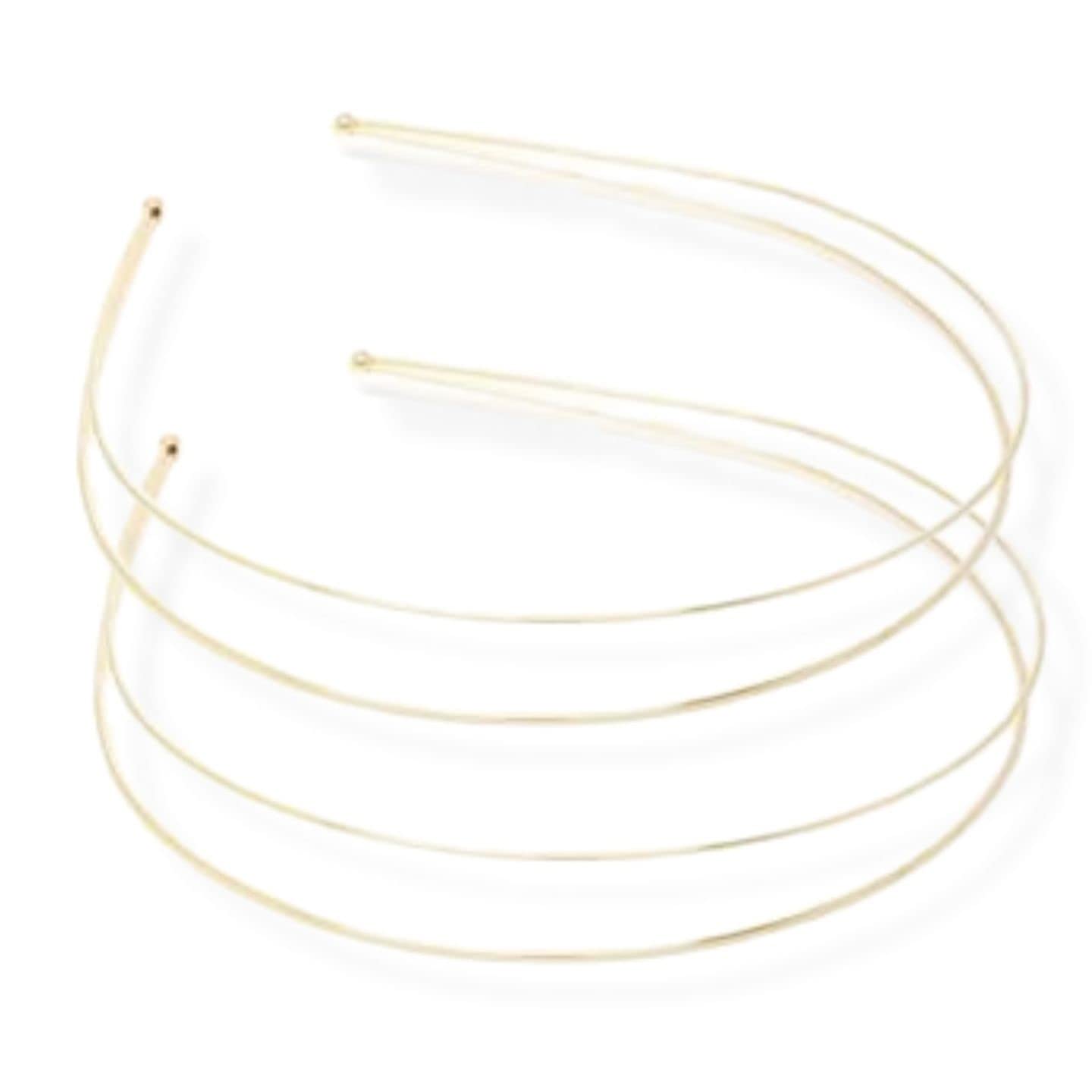 Topkids Accessories 2x Thin Metal Hair Bands Headbands Alice Bands Hairbands Head Bands Mens Guys Adult Women Girls Black Gold Silver Plain Styling Grips (Double Gold)