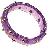 MMIUAEG Colorful Acrylic Resin Bangle Bracelet Transparent Shimmer Wide Irregular Geometric Cuff Bangle Bracelet for Women Fashion Jewelry Gift-purple