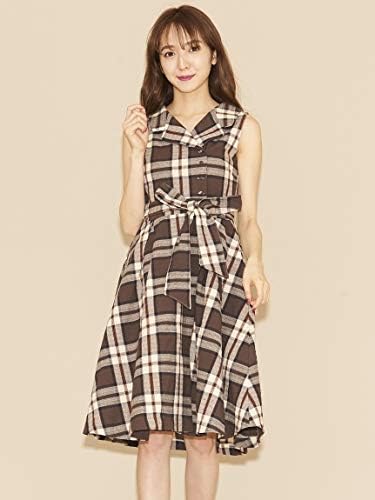 Amazon Titty Co ティティー アンド コー Apulia 開襟チェックワンピース ブラウン S ワンピース チュニック 通販