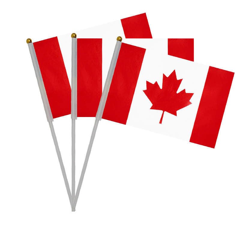 20 Pieces Canada Hand Crank Flags for National Holiday, Parties, Parades, Hand Flag, Sports Events, Bars Decoration