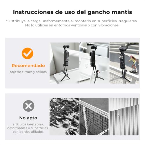 K&F CONCEPT Trípode Tornillo 1/4" Soporte Extensible | Base Magnética Con Trípode Plegable, Adaptable a Insta360 Luna Ultra/Pocket 4/4P/3 -PP01