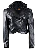 FactoryExtreme Whimsical Victorian Womens Black Biker Leather Jacket, Large, Black