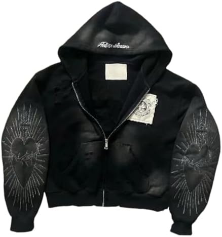 Men's Fairy Grunge Zip Up Jacket Y2k Acubi Cyber Punk Outerwear