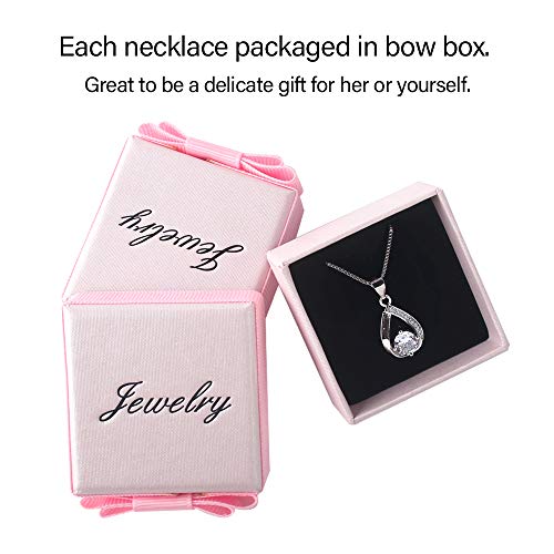 DOMEI Sterling Silver Pendant Necklaces for Women Girls, Jewelry for Mom Girlfriend Wife Friends with Sparkling Round Cubic Zirconia (The Drop)