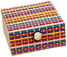 VOYOAO Jewelry Box Small Item Storage Organizer Creative Bamboo Curtain Rope Lock Square Box Q 7x6.7x3.6cm