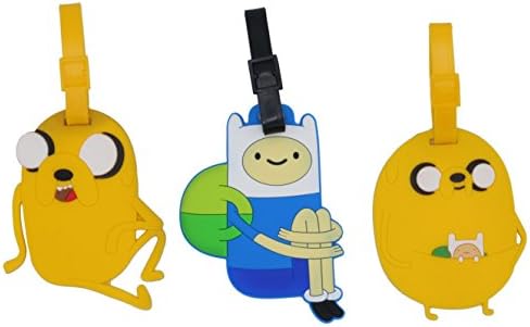 Set of 3 - Super Cute Kawaii Cartoon Silicone Travel Luggage ID Tag for Bags (Adventure Time)