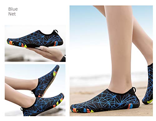 Benkii Mens Womens Water Shoes Quick Dry Barefoot for Yoga Swim Diving Surf Aqua Sports Pool Beach £¨Blue net 42