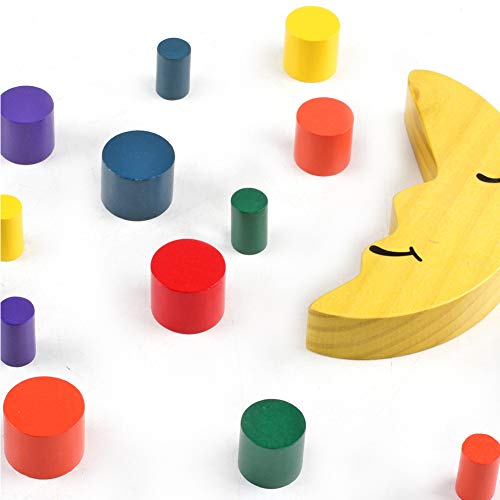 Moon Equilibrium Game Moon Wooden Stacking Blocks Balancing Game - Sorting Toy Balancing Moon - Stacking Wooden Toy for Kids Early Learning Educational - Thumbnail 3