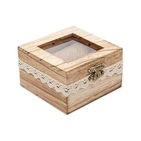 senover Wooden Wedding Ring Box Shabby Chic Wedding Ring Bearer Box Ring Bearer Pillow for Anniversary Valentine