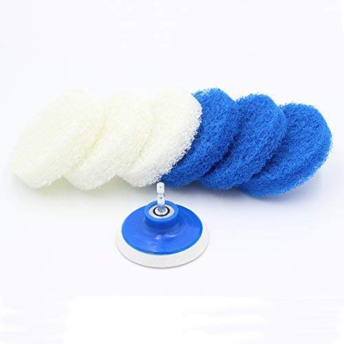 Cooptop Bathroom & Kitchen Cleaning Drill Brush Set - Power Scrub Pad Cleaning Kit - Power Scrubbing Drill Attachment - Cleaning Scouring Pads (Blue&White)