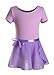 DANSHOW Girls Short Sleeve Leotard with Skirt Kids Dance Ballet Tutu Dresses(3027-M-09)